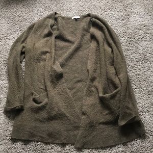 Madewell army green cardigan sweater